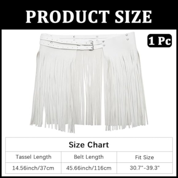 PU Leather Wide Tassel Waist Belt Adjustable Fringe Skirt Belt main image 6